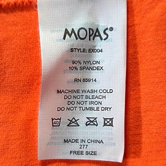 Mopas Orange Nylon Cropped Capri High Rise Athletic Yoga Gym Leggings Free Size - Picture 6 of 6